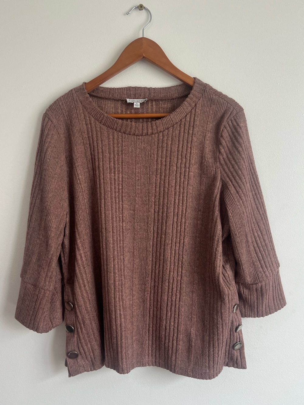 3/$25 Luxology Mauve Quarter Sleeve Blouse